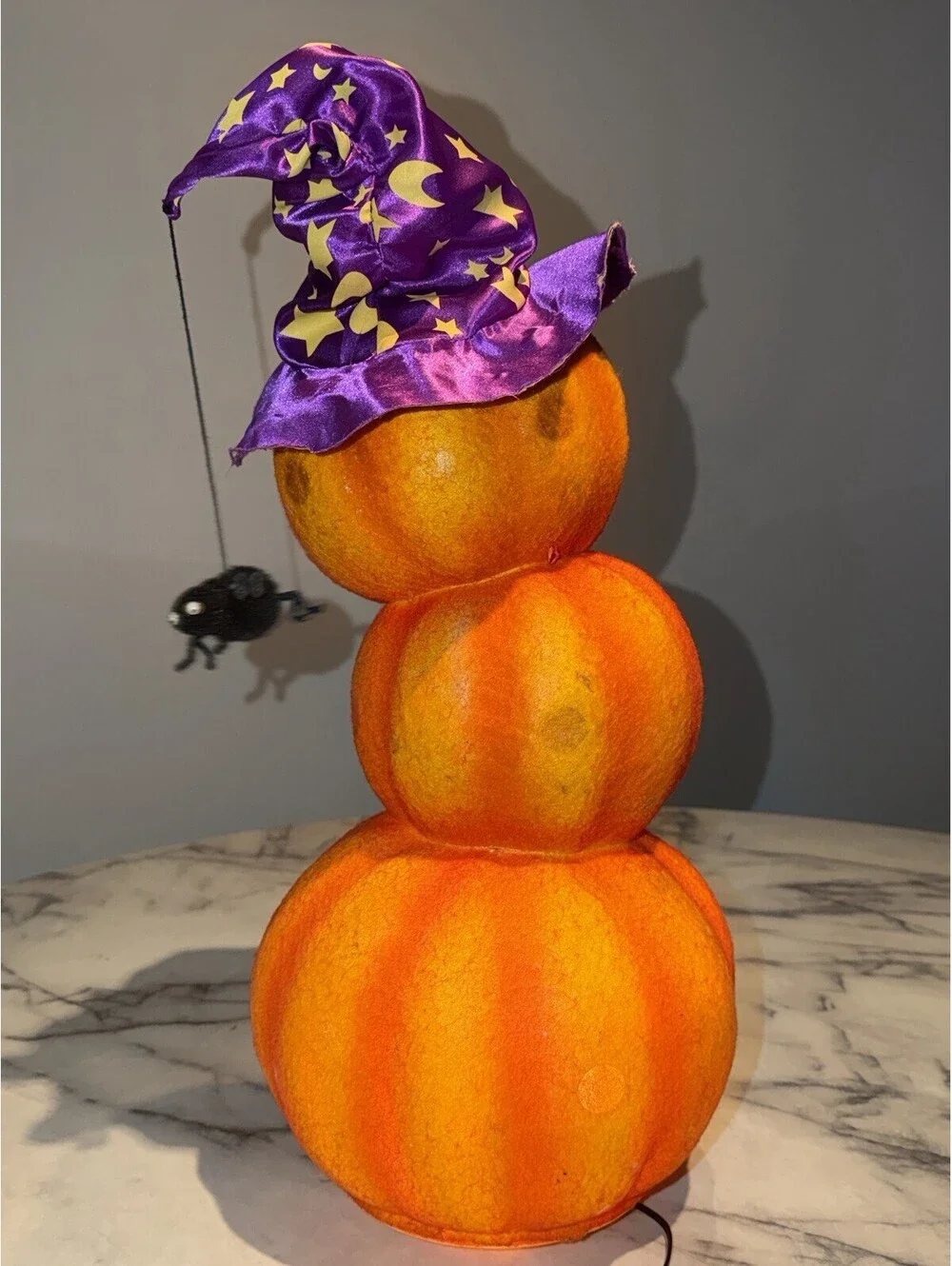 Fiber Optic Jack O Lantern Pumpkin Stack Multi Color Light Up 18